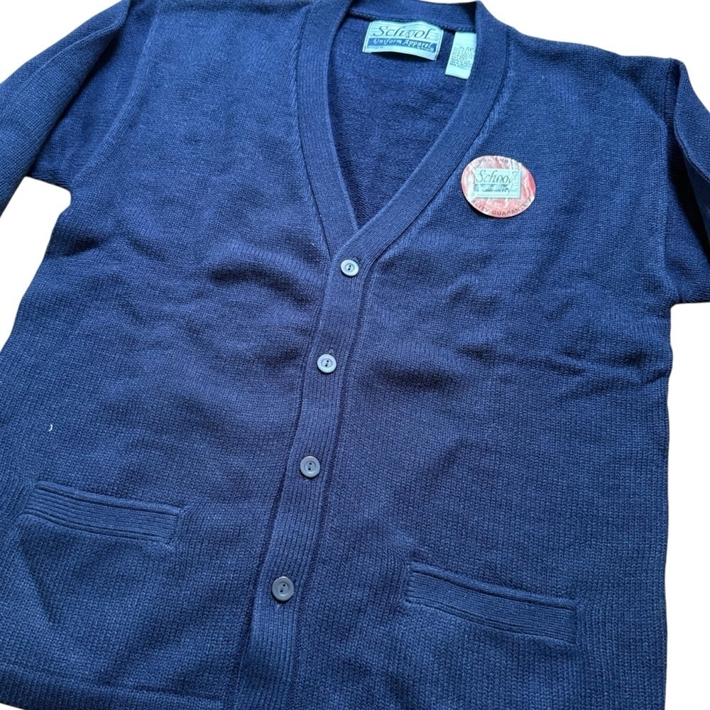 Ringo School Uniform Apparel Deadstock Navy V-Neck Knit Cardigan Size XL 18-20 - Picture 3 of 8